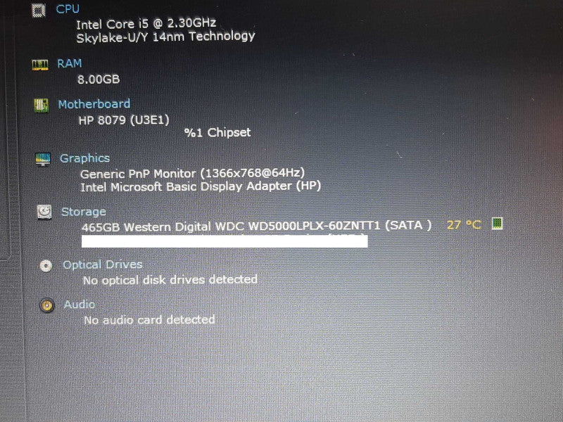 HP EliteBook 850 G3 15.6\\" i5-6200U @ 2.30GHz 8GB RAM 465GB HDD +