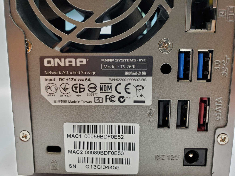 QNAP TS-269L 2-Bay NAS, No HDD, No HDD Caddies, No Power Adapter _