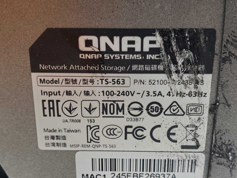 QNAP TS-563 5 Bay Server/NAS with 1x 4TB HDDs, Factory reset _