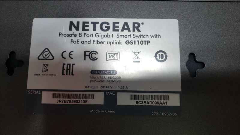 Netgear GS110TP ProSafe 8Port Gigabit Smart Switch [