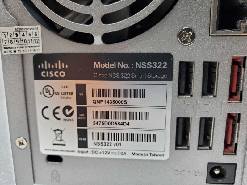 Cisco NSS322 2-Bay Smart Storage with 2x 2TB HDDs, No power adapter _