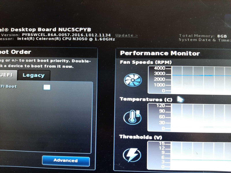 Intel NUC NUC5CPYH Celeron N3060 @ 1.60GHz 8GB RAM - No HDD +