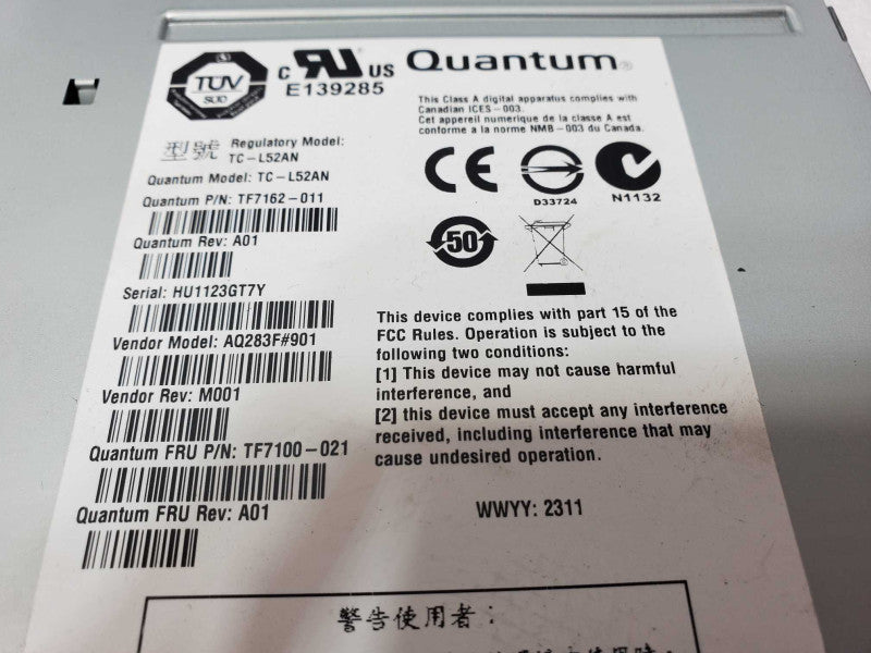 Quantum TC-L52AN TF7162-011 AQ283F#901 LTO5 internal tape Drive AS-IS _