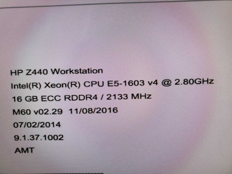 HP Z440 Workstation E5-1603v4 2.8GHz 16GB nVidia NVS310 (
