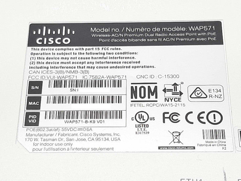 Cisco WAP571 Wireless-AC/N Premium Dual Radio Access Point w/ PoE +