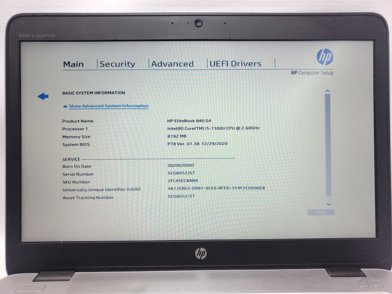 HP EliteBook 840G4, Core I5-7300U 2.6GHz, 8GB DDR4, 250GB SSD, 14\\" _