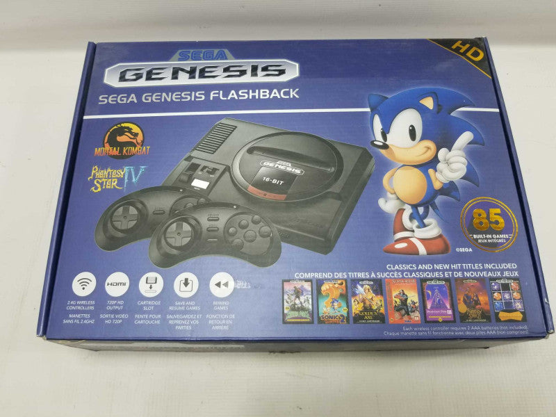 Sega Genesis Flashback  AtGames 85 built in games HDMI 2x wireless controllers ~
