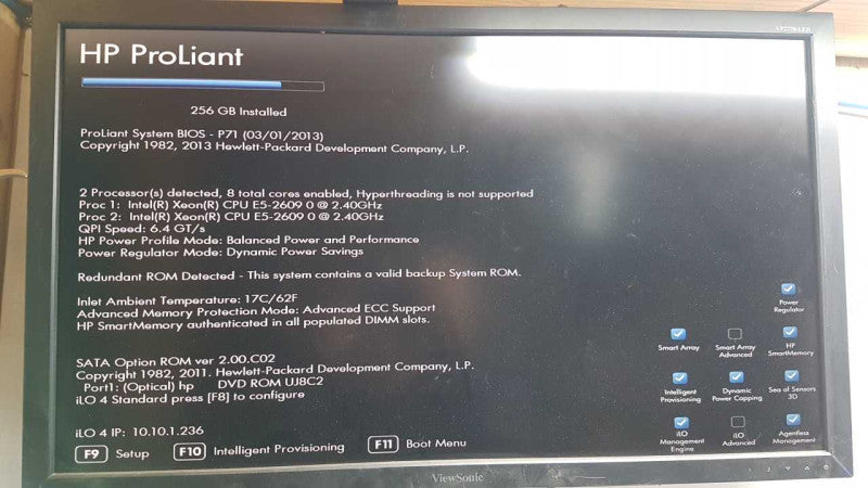 HP Proliant DL360p Gen8 2x Xeon E5-2609 @ 2.40ghz / 256gb ram /P420i Ctrl #