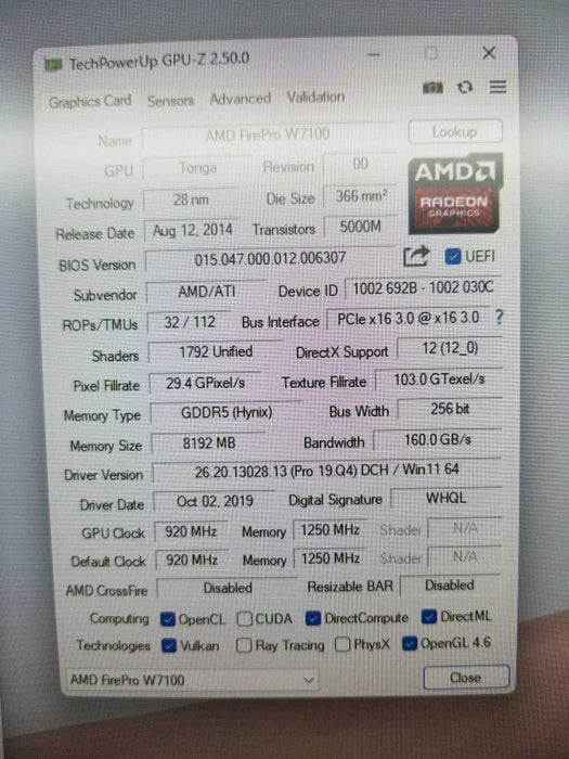 AMD FirePro W7100 8GB Gaming Graphics Card  ~