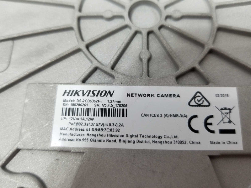 Hikvision DS-2CD6362F-I Network Surveillance Camera, 1.27mm Lens, 6 MP, 3072 X ~
