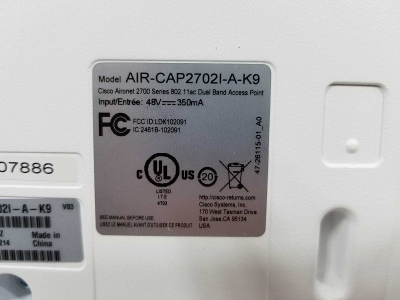 Cisco AIR-CAP2702I-A-K9 Controller-Based Wi-Fi Access Point  ~
