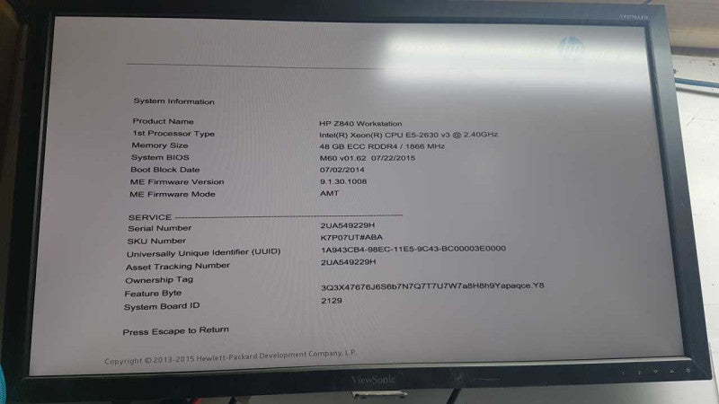 HP Z840 Xeon E5- 2630 v.3 @ 2.40 GHz 48gb RAM/ quadro fx 1800 gpu #