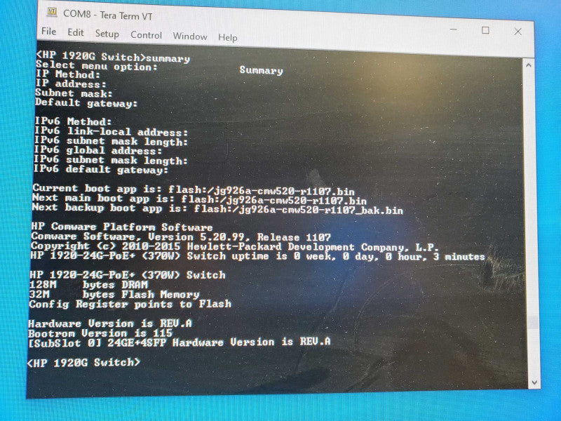 HP JG926A 1920-24G-POE+ 370W Gigabit Ethernet Managed Switch _ Factory Reset )