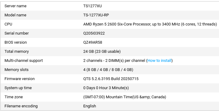 QNAP TS-1277XU-RP 2U RYZEN 5 24GB RAM 12x BAY 1x 10TB HDD !