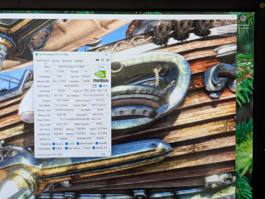 NVIDIA Quadro RTX 5000 16GB GPU  -