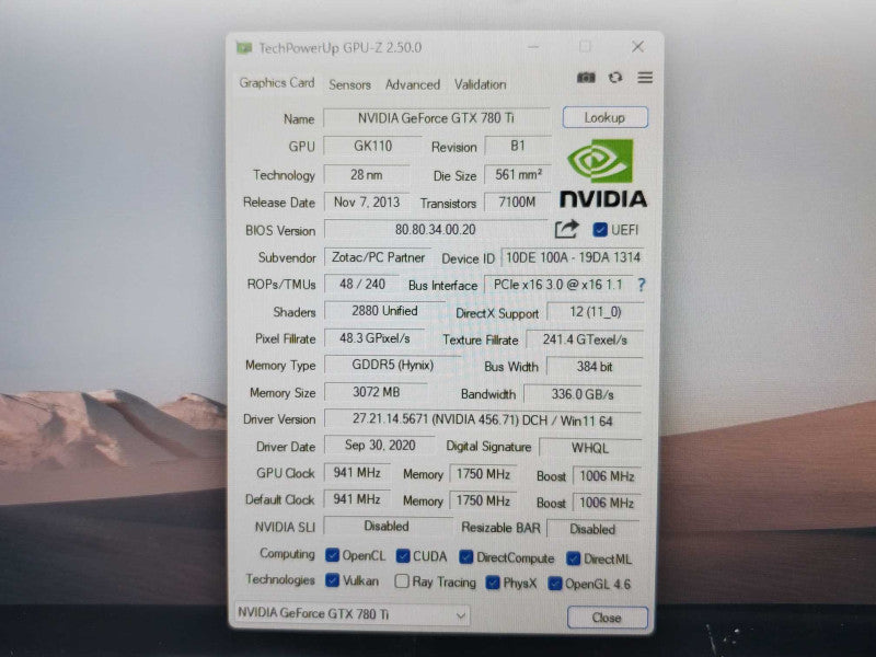Zotac Nvidia GTX GeForce 780Ti 3gb DDR5 GPU Graphics Video Gaming Card (