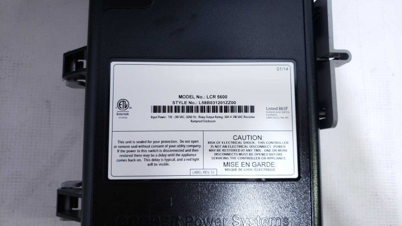 Intertek LCR 5600 110-240V 50/60HZ L58B031201ZZ00 Load Control Switch [