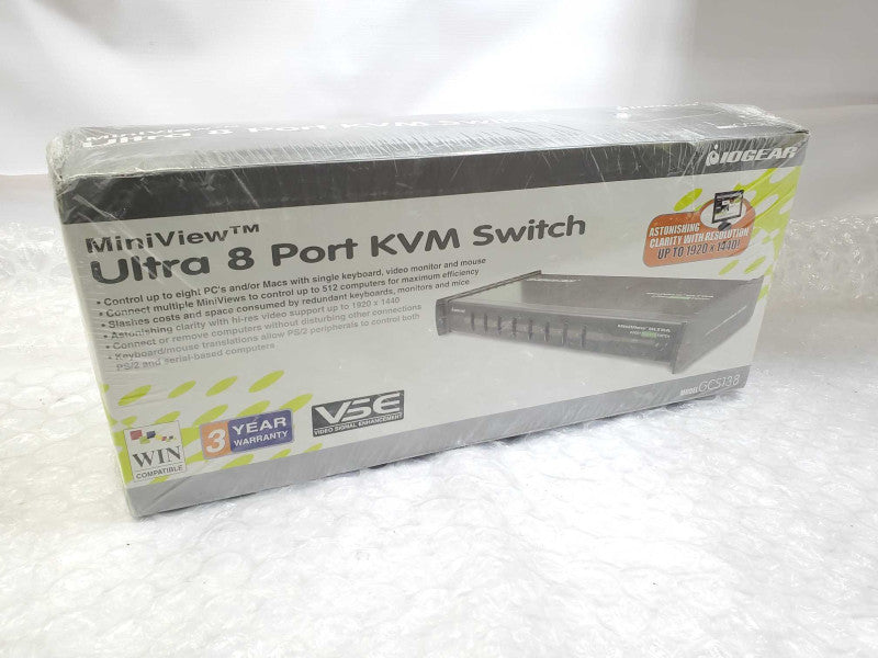 Brand New IOGEAR ULTRA 8 PORT KVM SWITCH GCS138 )