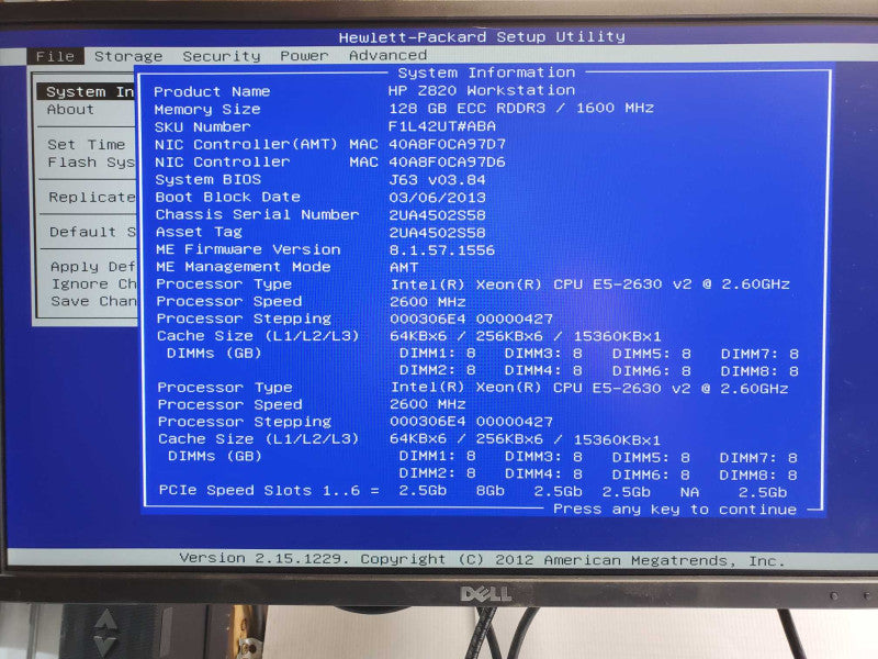 HP Z820 WS, 2x Xeon E5-2630v2 2.6GHz, 128GB DDR3, 4x HDD Caddies, Quadro K4000 _