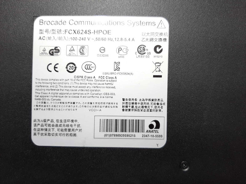 Brocade FastIron FCX624S-HPOE Gigabit Ethernet PoE Switch with Bracket +