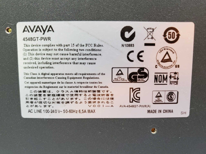AVAYA 4548GT-PWR 48 PoE Port Ethernet Routing Switch *QTY* (