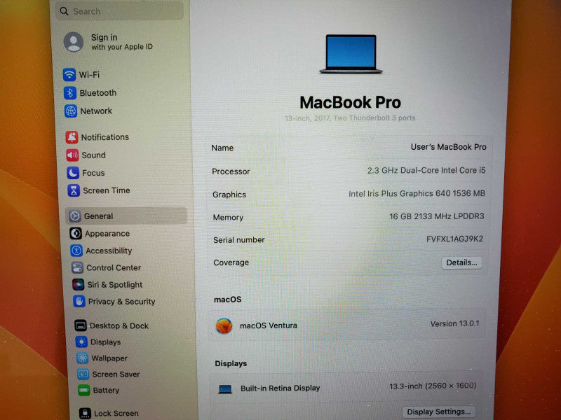 MacBook Pro 2017 13\\" Core i5-7360U @ 2.3 GHz 16GB Ram 250GB SSD *READ* (