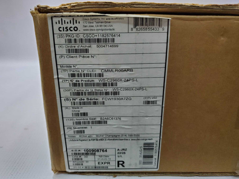 Cisco Catalyst 2960X-24PS-L - switch - 24 ports (WS-C2960X-24PS-L) Open Box (