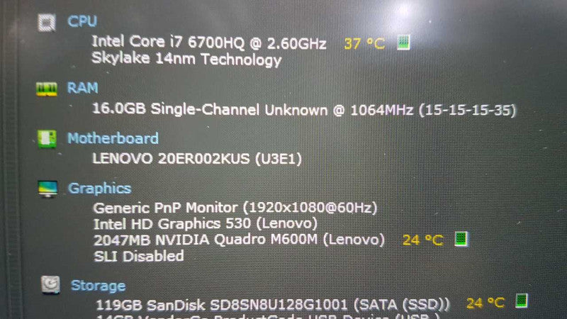 Lenovo P70 Mobile Workstation i7-6700HQ @ 2.60ghz / 16gb ram / 17.3\\" #