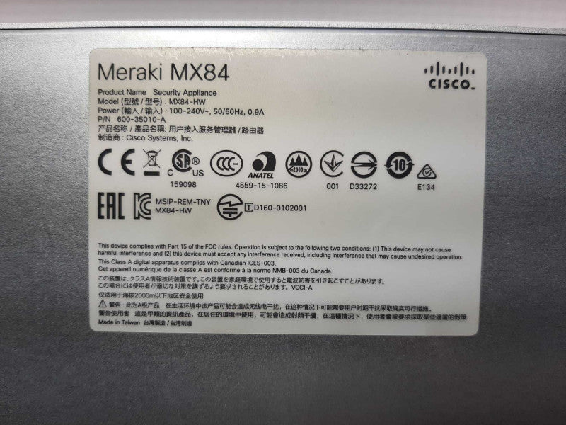 Cisco Meraki MX84-HW Cloud Managed Security Appliance - Unclaimed  +