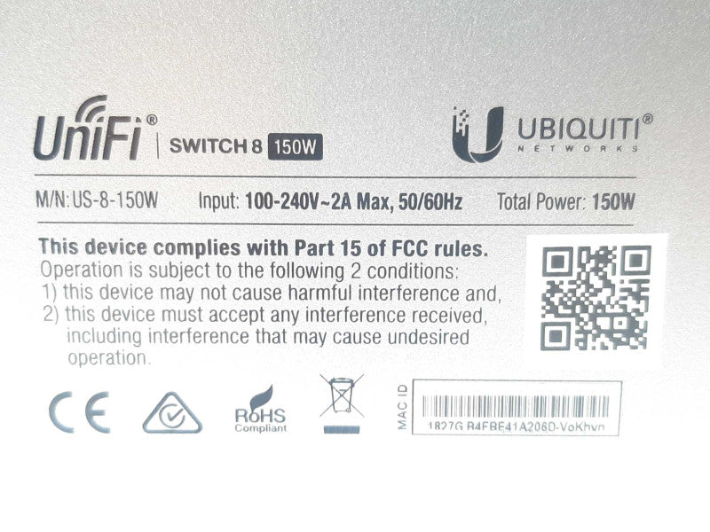 US-8-150W Ubiquiti Networks Unifi 8-Ports Gigabit PoE+ Managed Switch +