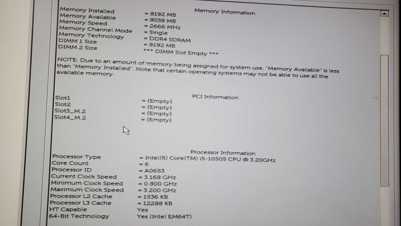 Dell Optiplex 3090 I5-10505 @ 3.20GHz DDR4 8GB RAM 1 TB HDD [
