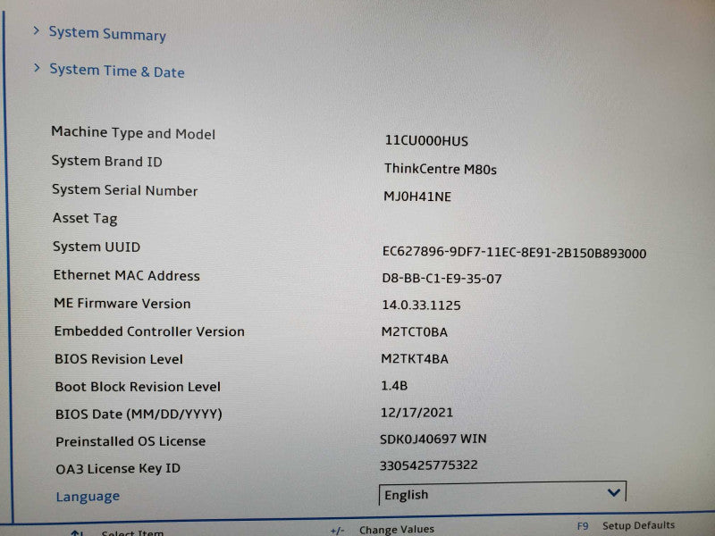 Lenovo ThinkCentre M80s Core i5-10500 @ 3.1 GHz 8GB DDR4 1TB HDD (