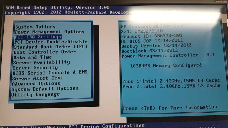 HP Proliant ML350e Gen8 2x Xeon E5-2440 @ 2.40ghz / 16gb ram / Raid Ctrl #