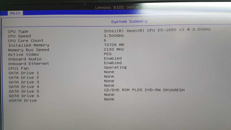 Lenovo P500 Xeon E5-1650 V3 @ 3.50ghz / 72gb ram DDR4 / SEE NOTES #