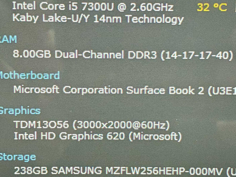 Microsoft Surface Book 2, i5-7300U 2.6GHz, 8GB RAM, 256GB Storage |