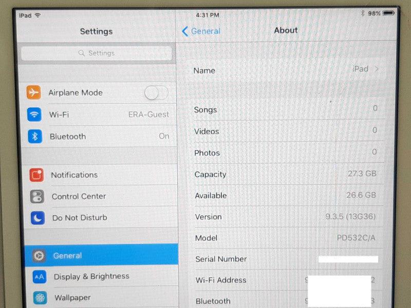 Apple iPad Mini 1st Gen. 32GB A1432 Wi-Fi 7.9\\" - White/Silver - Cracked Screen +