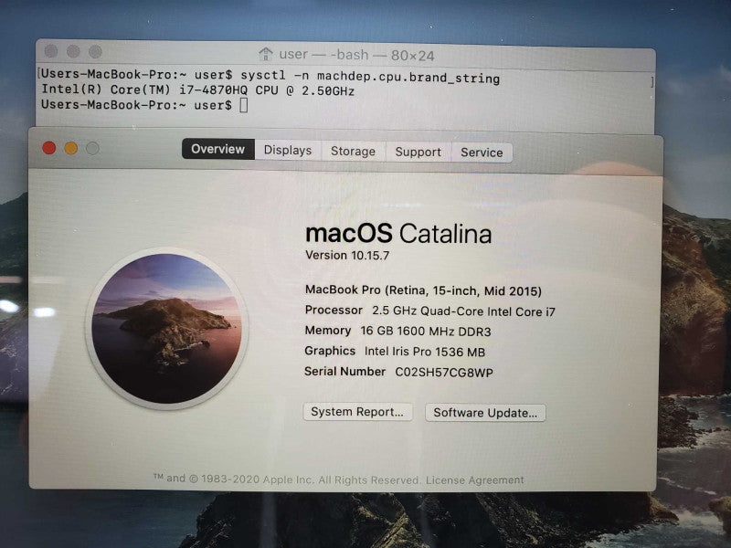 Macbook Pro 2015 15\\" Retina Core i7-4870HQ @ 2.5GHz 16GB Ram 500GB SSD R9 M370x 2GB (