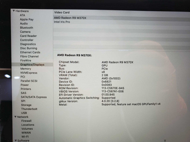 Macbook Pro 2015 15\\" Retina Core i7-4870HQ @ 2.5GHz 16GB Ram 500GB SSD R9 M370x 2GB (