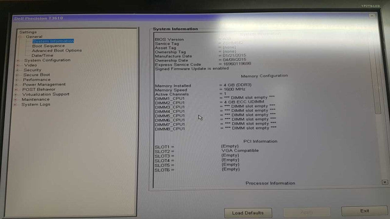 Dell precision T3610 Xeon E5-1620 V2 @ 3.70ghz / 4gb ram / quadro K600 GPU #