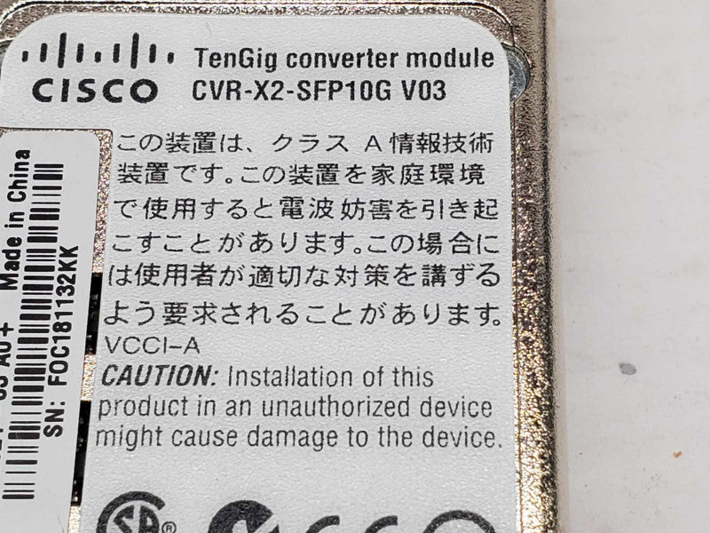 CISCO CVR-X2-SFP10G V02 1-Port SFP TenGig Converter Module _