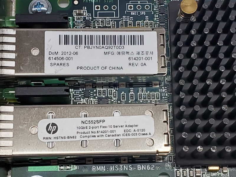 HP NC552SFP 10GbE 2-Port Flex-10 Server Adapter 614201-001 LP _