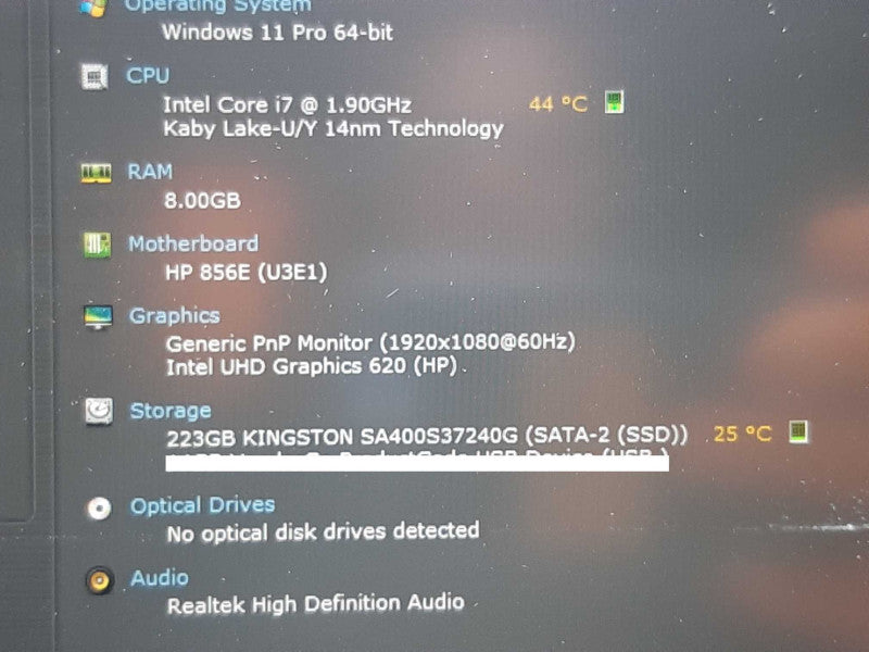 HP ProBook 650 G5 15.6\\" i7-8665U @ 1.9GHz 8GB RAM 240GB SSD - See Notes +