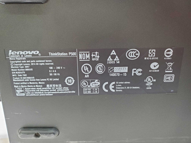 Lenovo ThinkStation P500 Xeon E5-1650 v3 @ 3.5 GHz 40GB DDR4 No HDD K4200 (