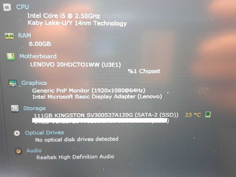 Lenovo ThinkPad T470 i5-7200U @ 2.50GHz 8GB RAM 120GB SSD - READ +