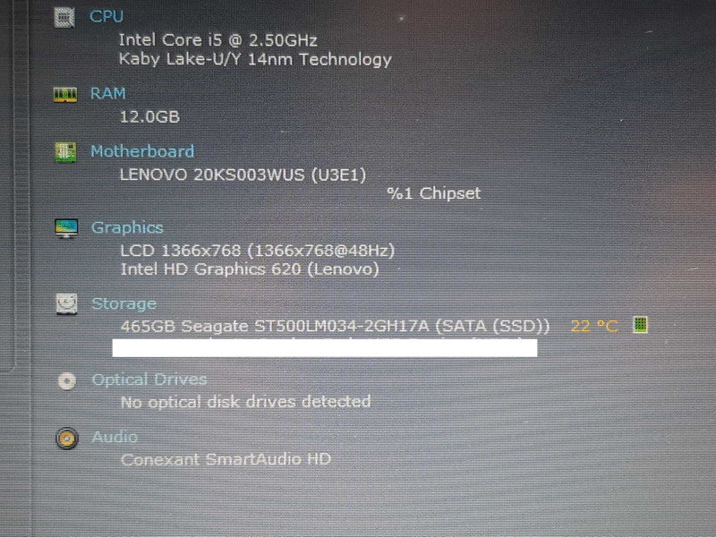 Lenovo ThinkPad E580 15.6\\" i5-7200U @ 2.5GHz 12GB RAM 500GB SSD - READ +