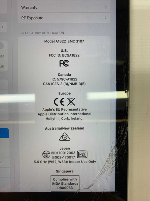 Apple iPad 5th Gen 32G Gray A1822 Unlocked READ [