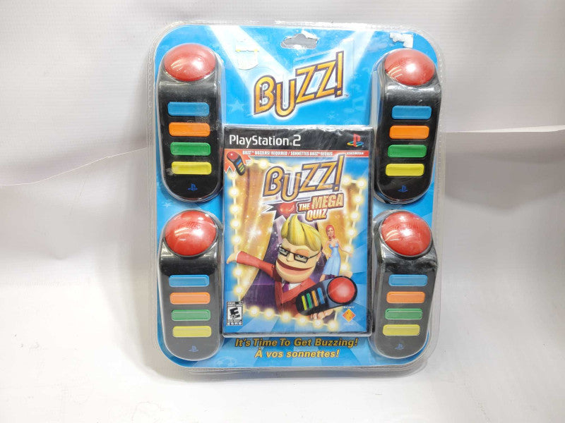 Buzz The Mega Quiz With Controllers ps2 IN BOX NEVER OPEND