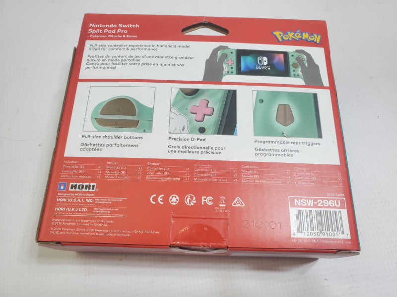 Hori Nintendo Switch Split Pad Pro (Pokemon: Pikachu & Eevee) OPEN BOX