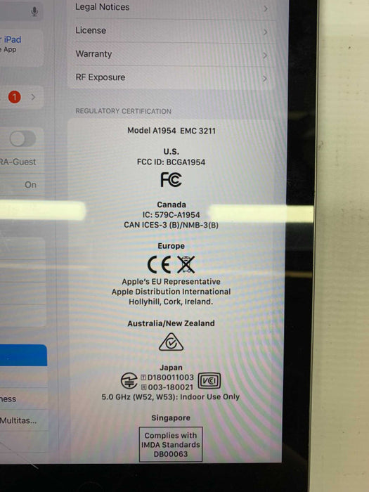 Apple iPad 6th Generation 128G Gray Wifi & Cellular Unlocked A1954 [