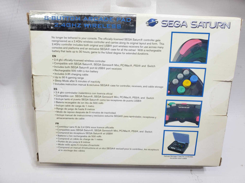 RETRO-BIT SEGA SATURNÂ® 8-Button Arcade Pad 2.4 GHz Wireless OPEN BOX